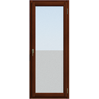 Прозрачная, одностворчатая балконная дверь из лиственницы Орех